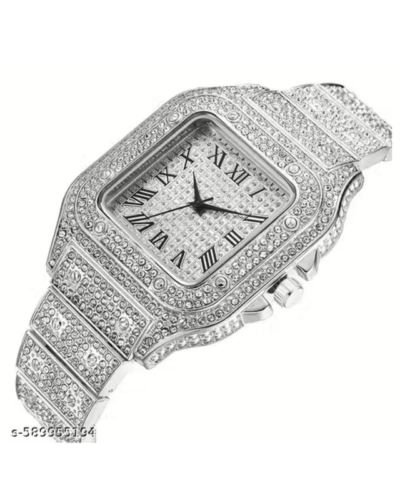Htm Men's Fashion Crystal Luxury Big Face Square Full Bling ...