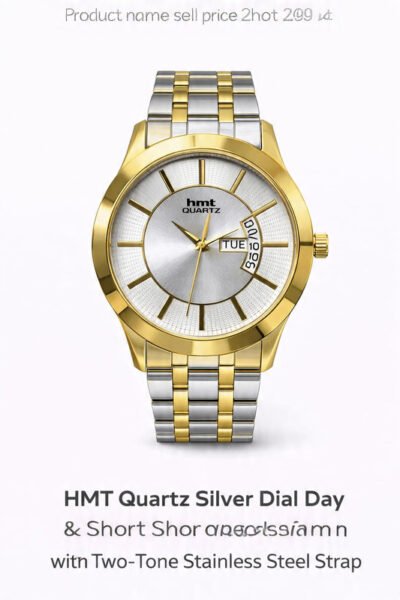 Shivilex Quartz Silver Dial Day & Date Men’s Watch with Two-Tone Stainless Steel Strap